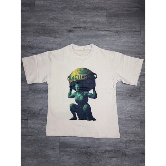 PHERO MOVEMENT Other - PHERO Atlas French Terry Boxy Drop Shoulder Graphic Tee Large Beige